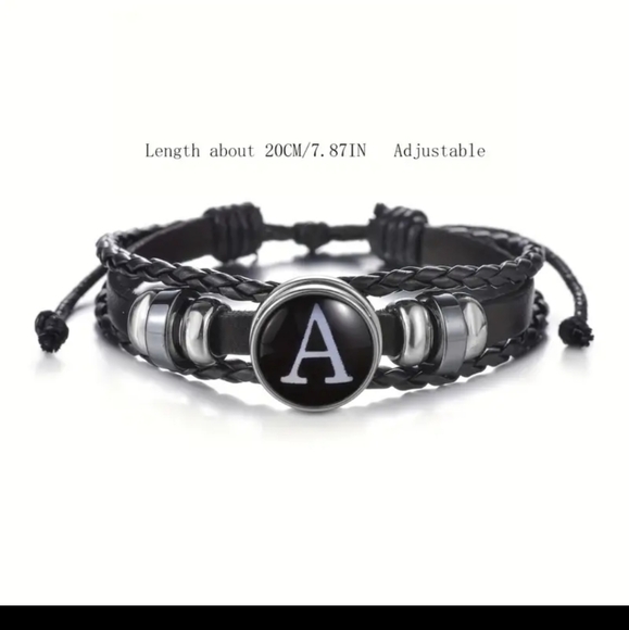 Leather Braided Initial Bracelet - Picture 4 of 4